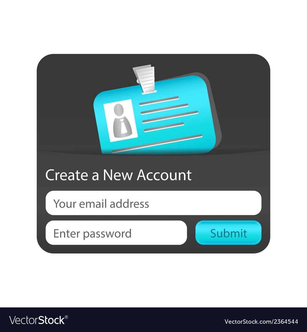 Create a new account form with light blue id card Vector Image