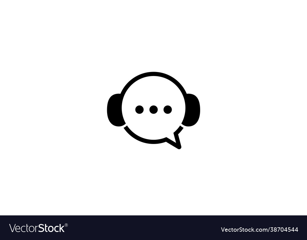 Creative headphone chat bubble symbol logo design