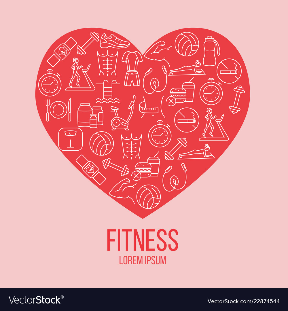 Fitness colorful flat poster