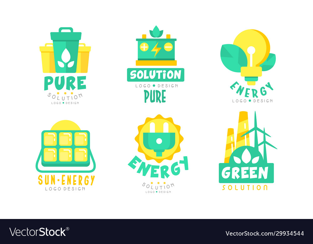 Green energy logo design templates collection Vector Image