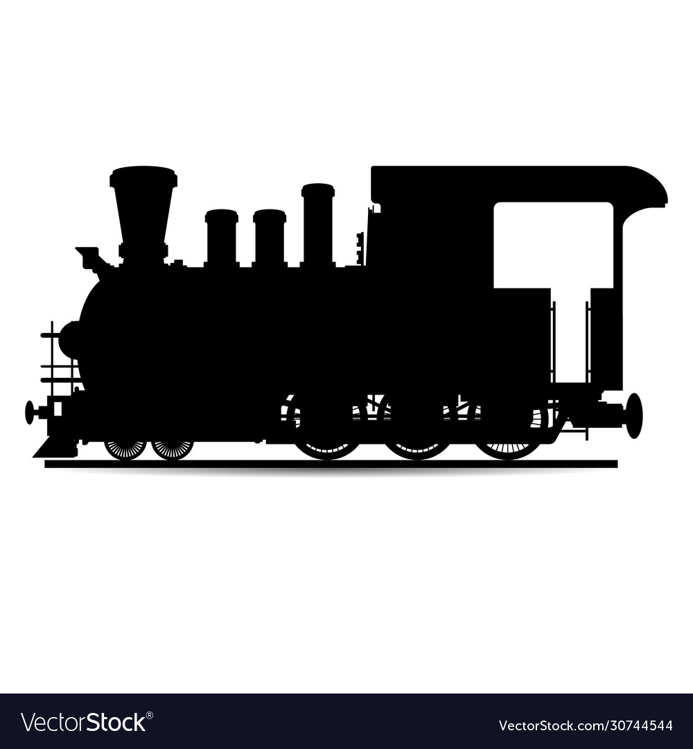 Locomotive silhouette in black one Royalty Free Vector Image