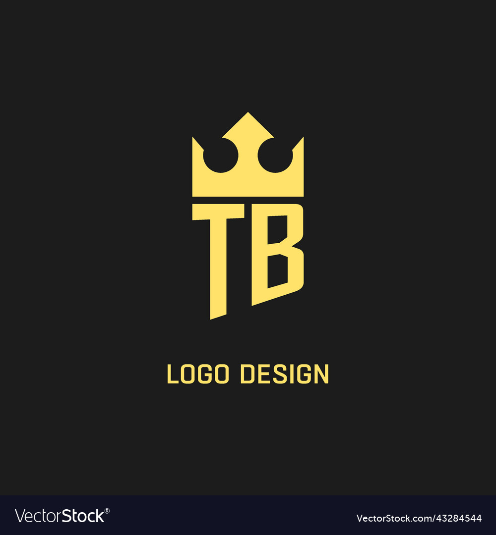 Monogram tb logo shield crown shape elegant Vector Image