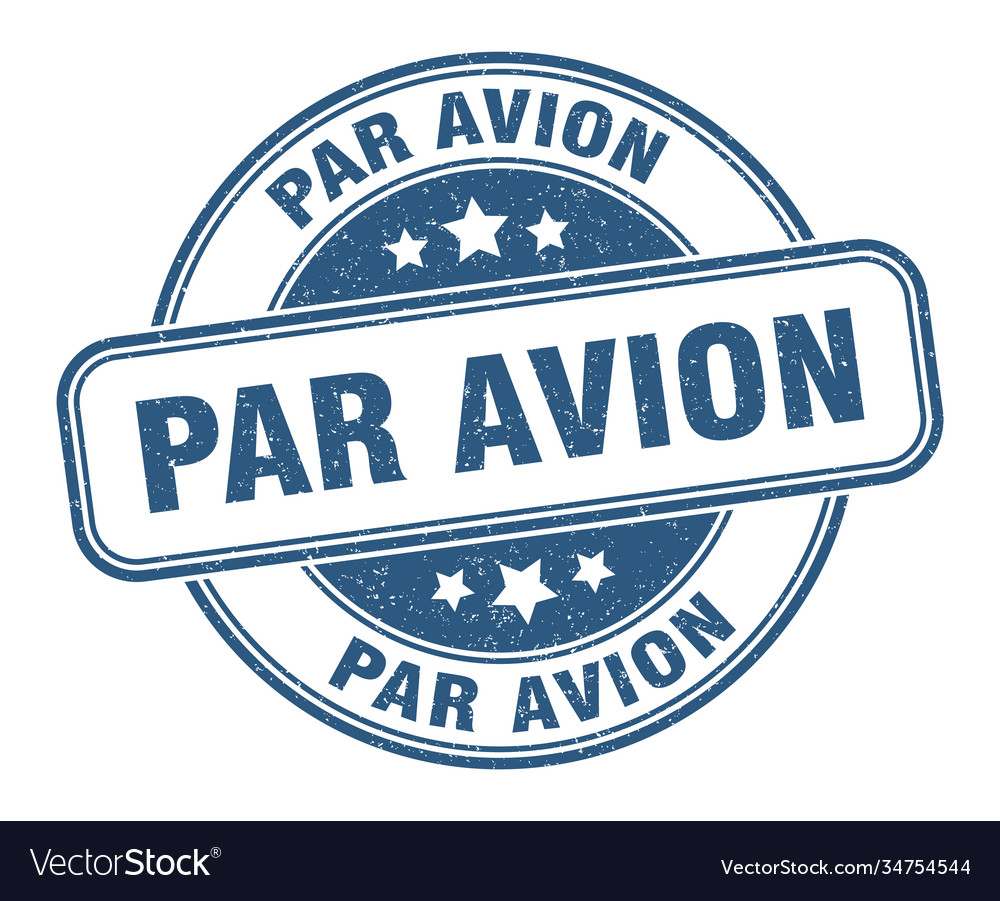 Par avion stamp label round grunge sign