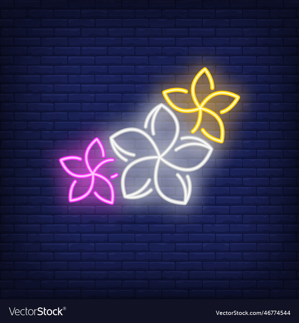 Three flowers neon sign Royalty Free Vector Image