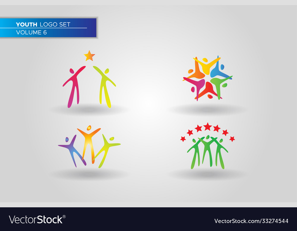 Youth social activities logo set template raise Vector Image