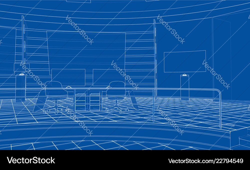 3d outline interior rendering 3d Royalty Free Vector Image