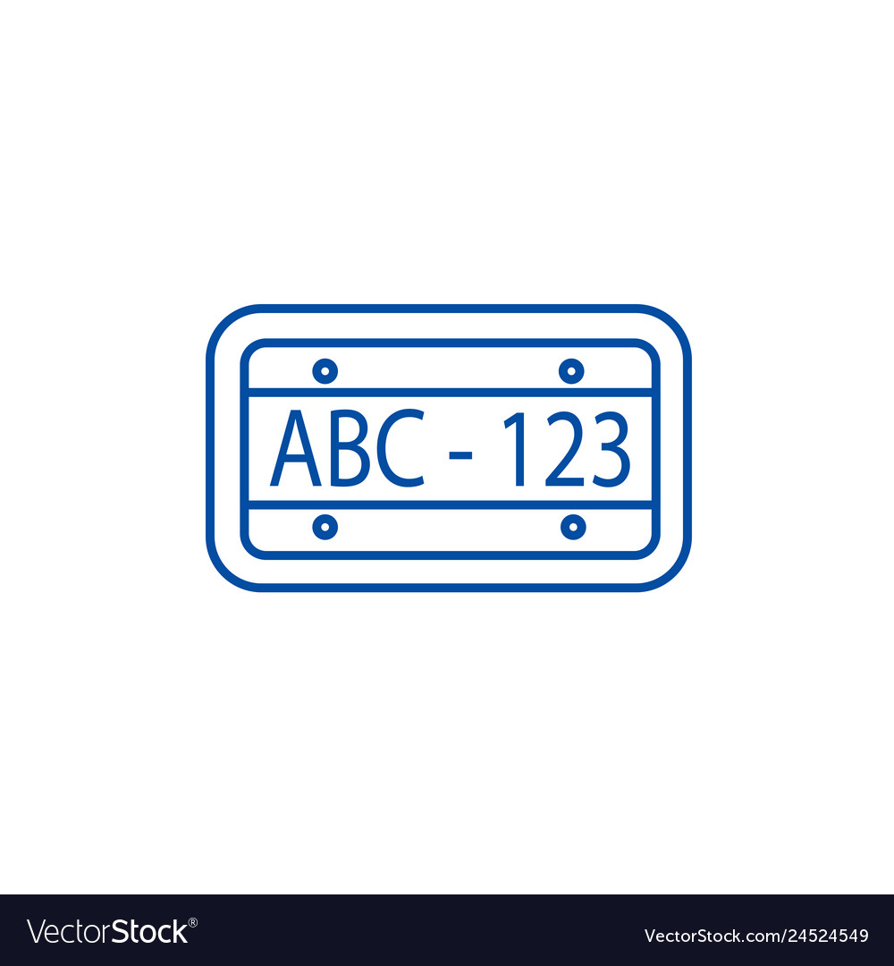 Car number line icon concept flat Royalty Free Vector Image