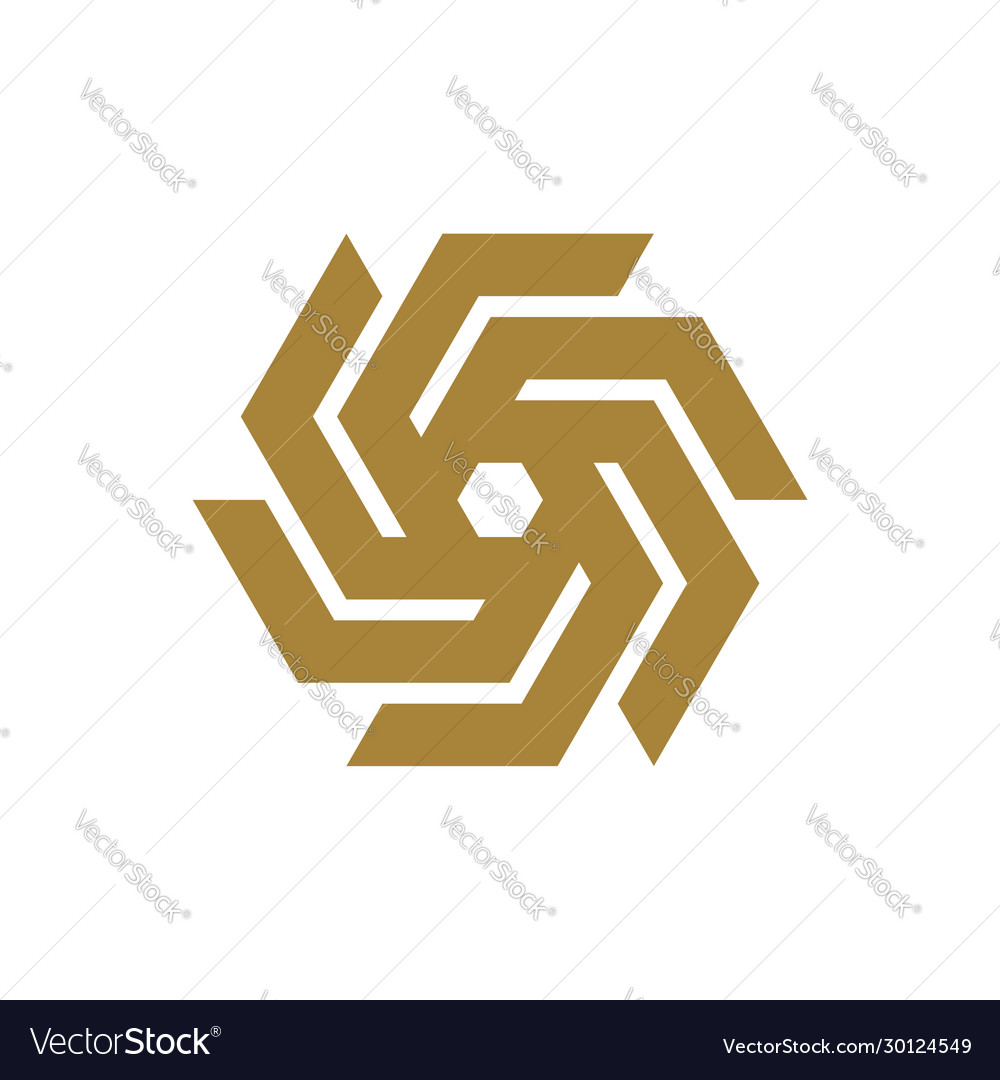 Circle gold hexagon ornamental logo template