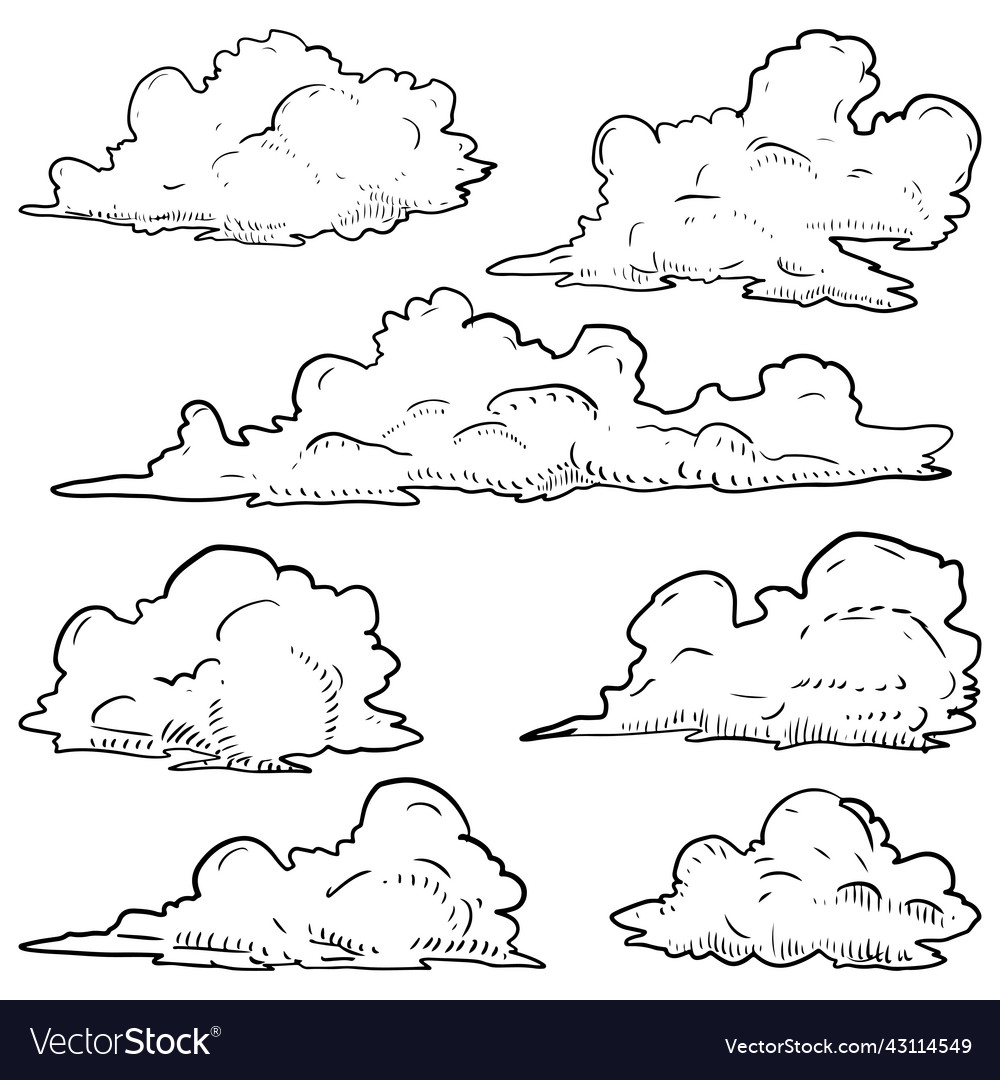 Doodle set of hand drawn clouds isolated Vector Image