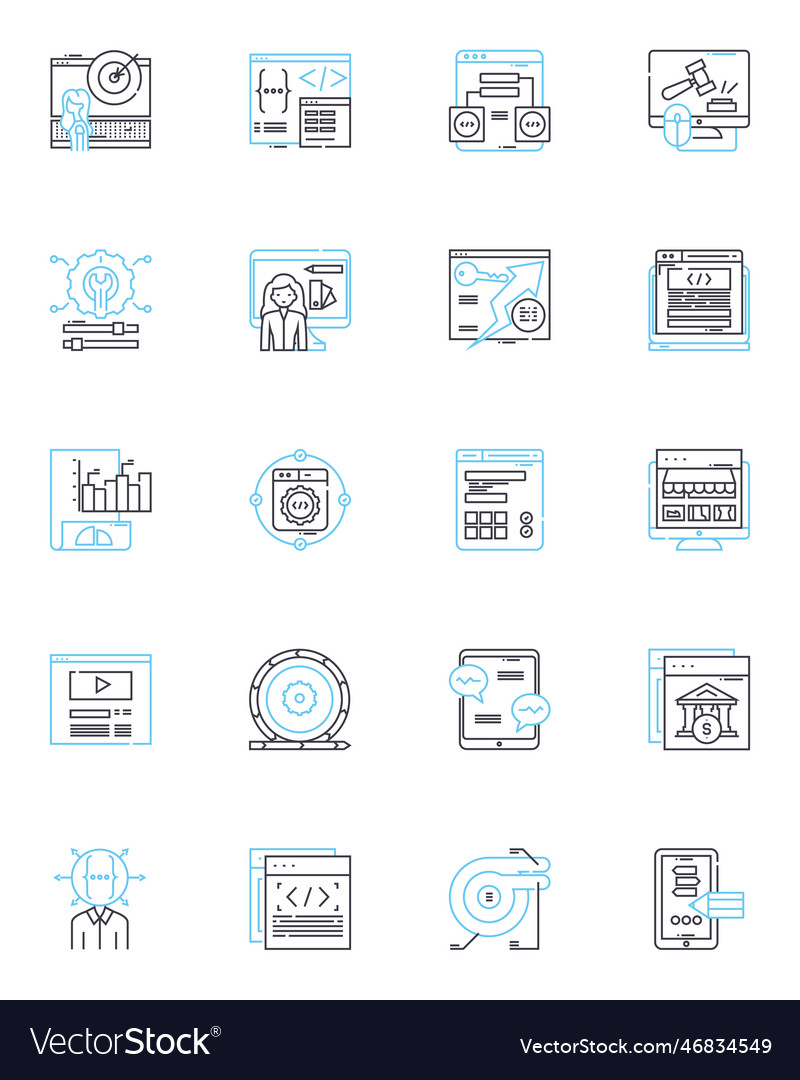 E-commerce marketing linear icons set conversion