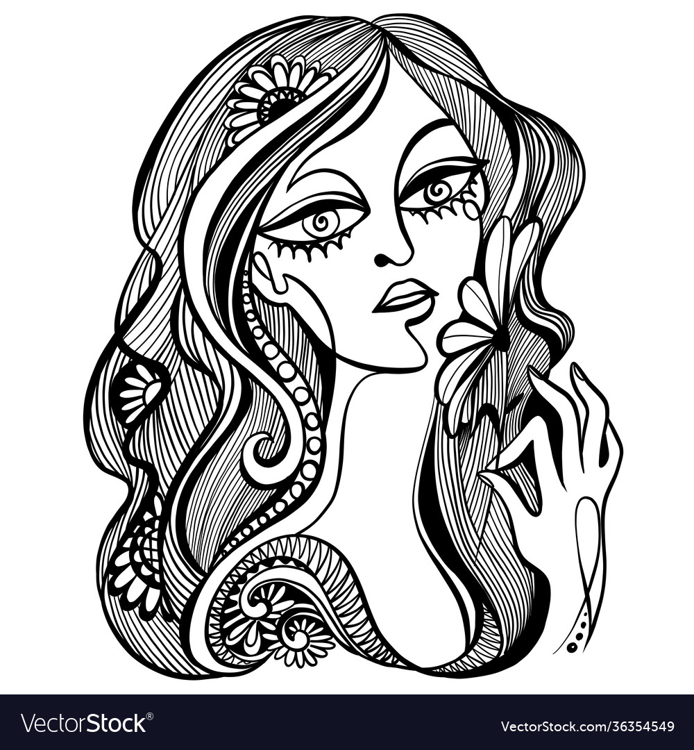 Graphic black and white abstract portrait
