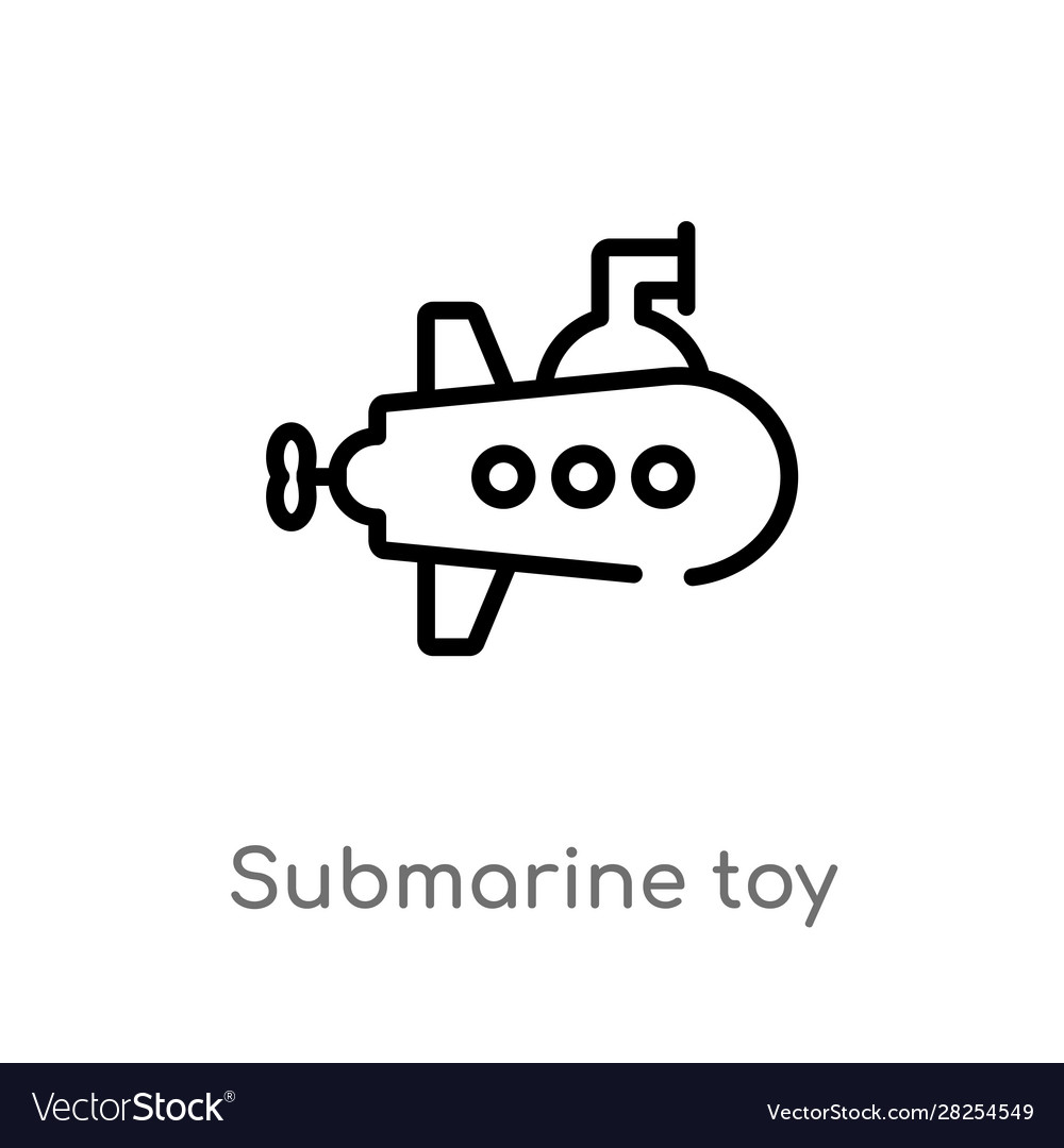 Outline submarine toy icon isolated black simple