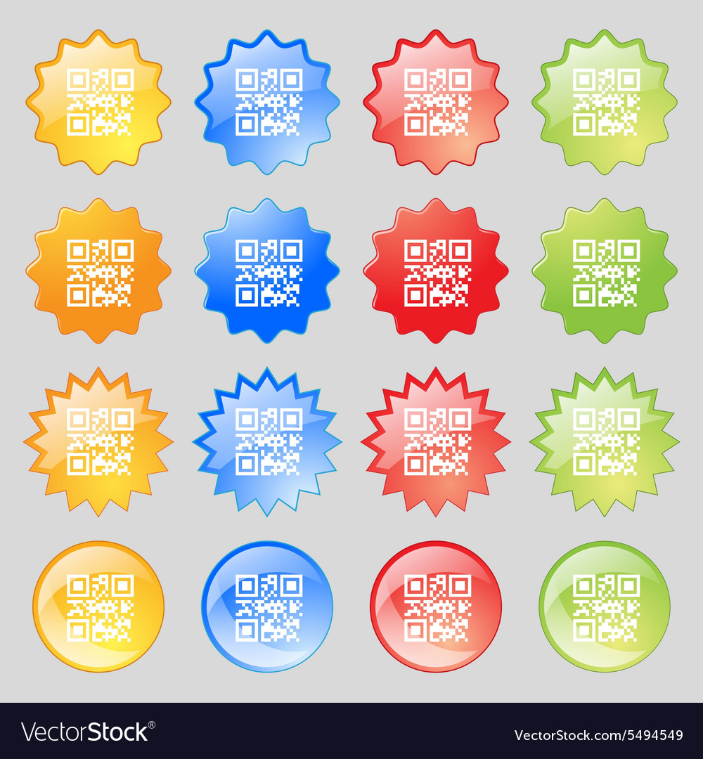 Qr code icon sign big set 16 colorful modern Vector Image