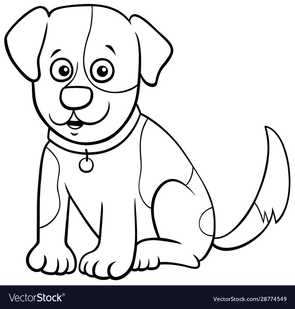 Spotted puppy cartoon character coloring book page