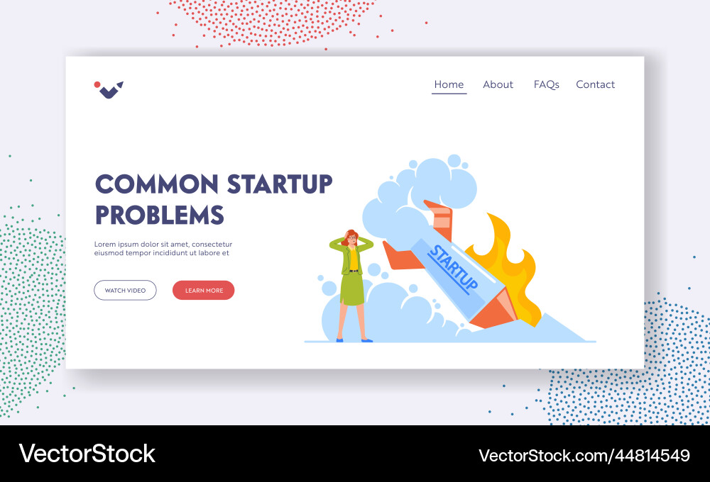 Startup crash business failure management landing Vector Image