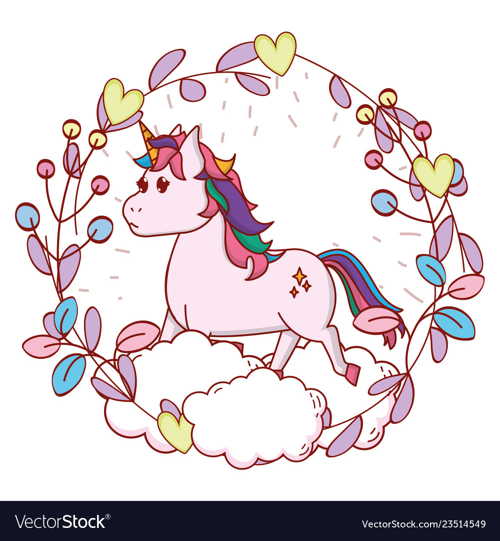 Unicorn with leaves arrangement Royalty Free Vector Image