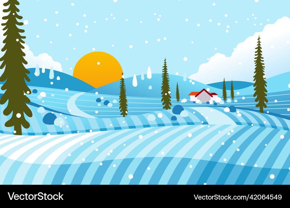 Winter landscape in countryside while snow Vector Image