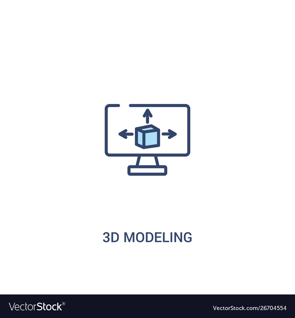 3d modeling concept 2 colored icon simple line vector image 3d modeling concept 2 colored icon simple line