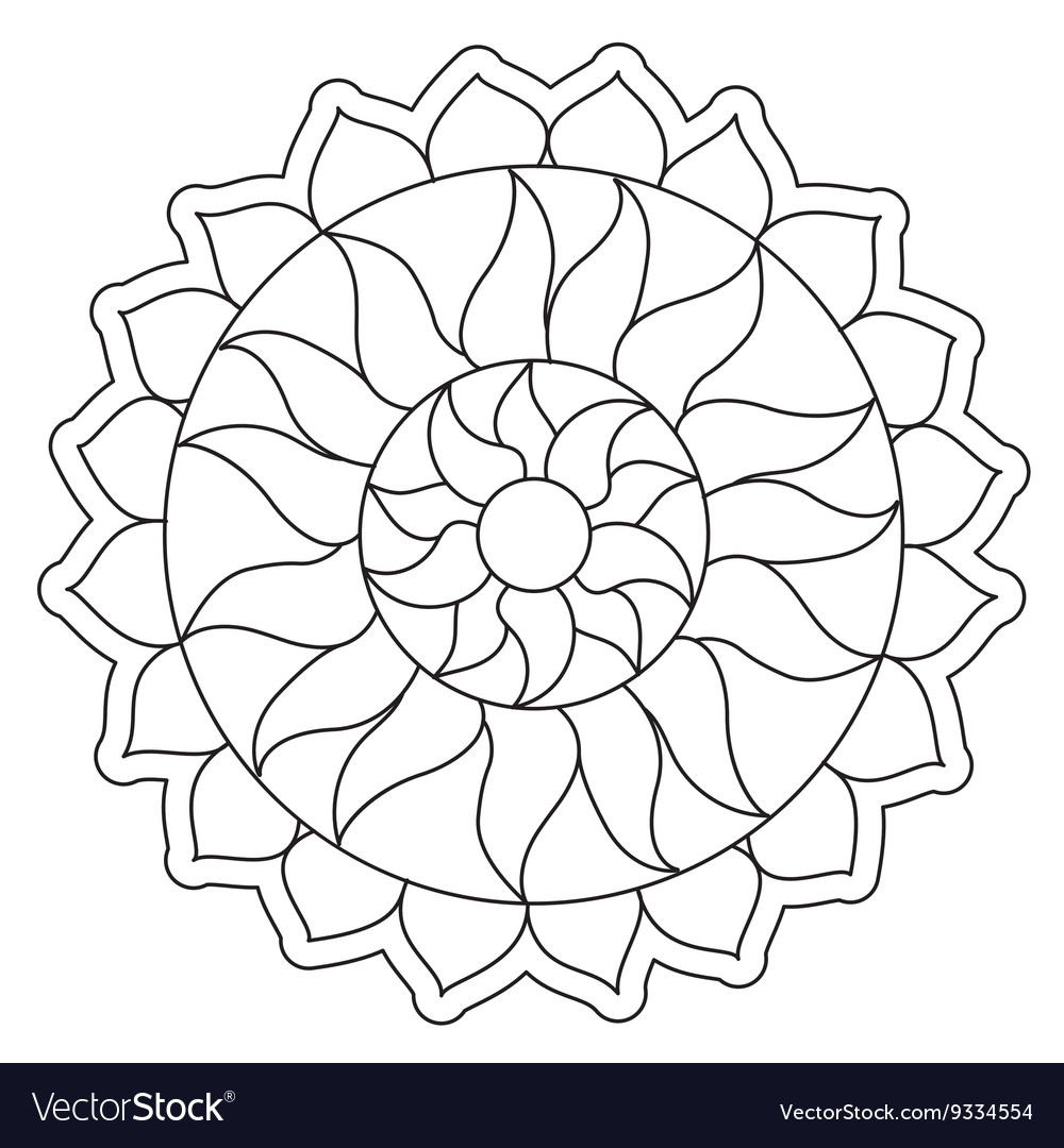 Coloring Simple Sun Mandala Royalty Free Vector Image