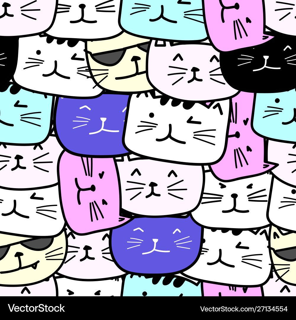 Cute cat seamless pattern background Royalty Free Vector