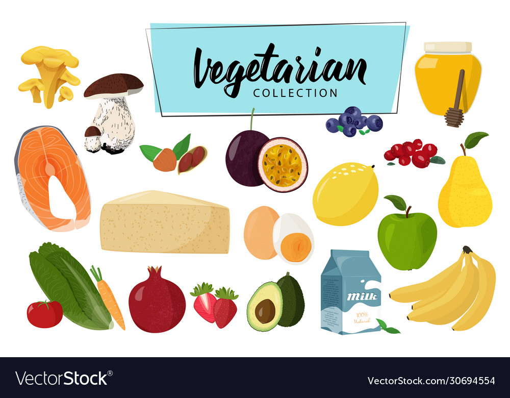 Set vegetarian food collection Royalty Free Vector Image