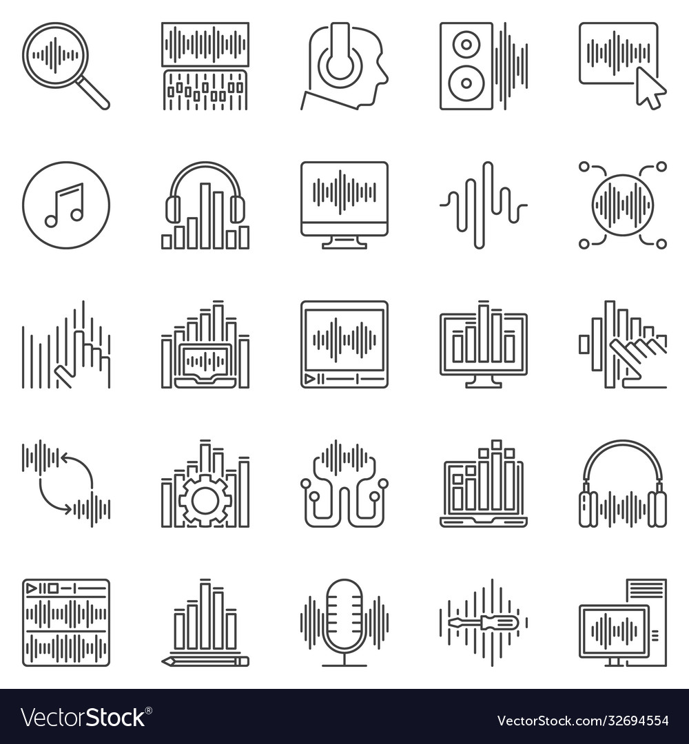 Sound Design Kontur Icons setzen Musik und Audio