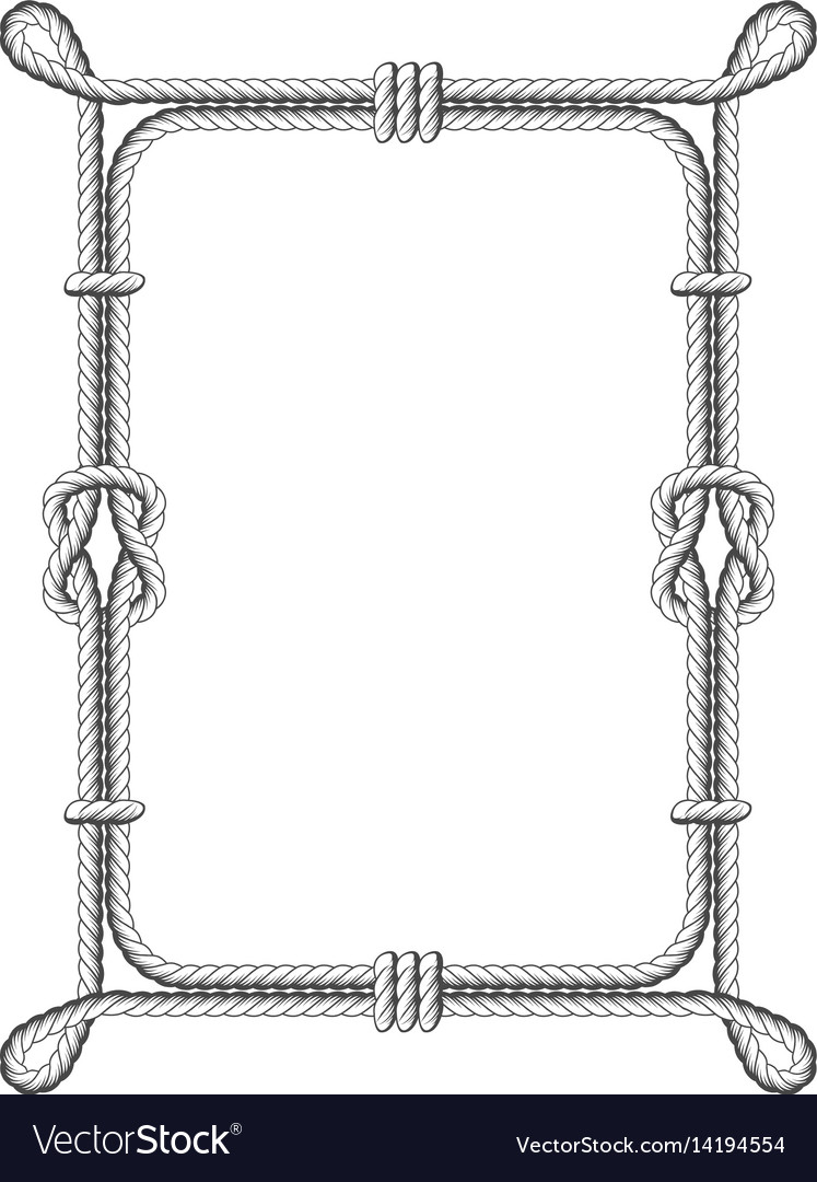 Twisted rope square frames with knots and loops Vector Image
