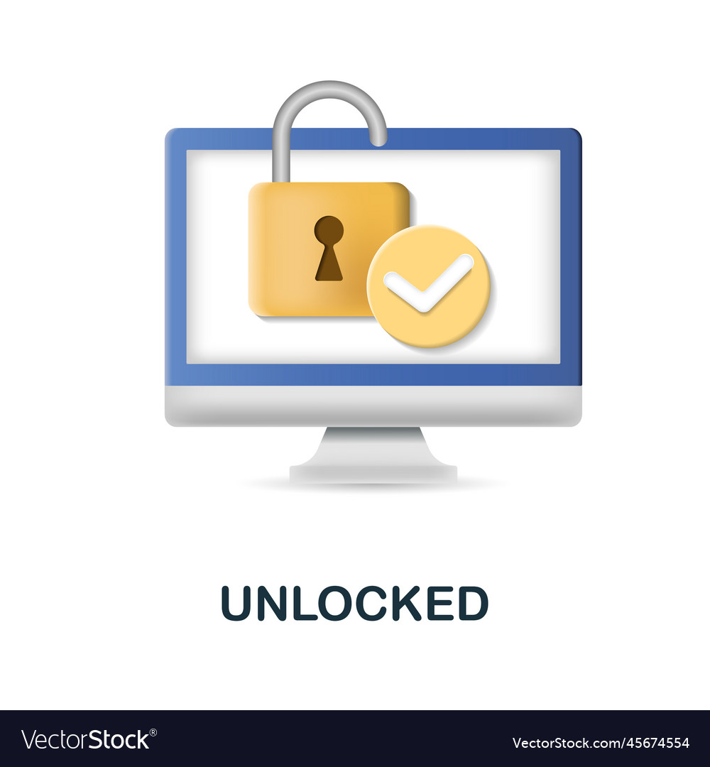 Unlocked icon 3d from security collection