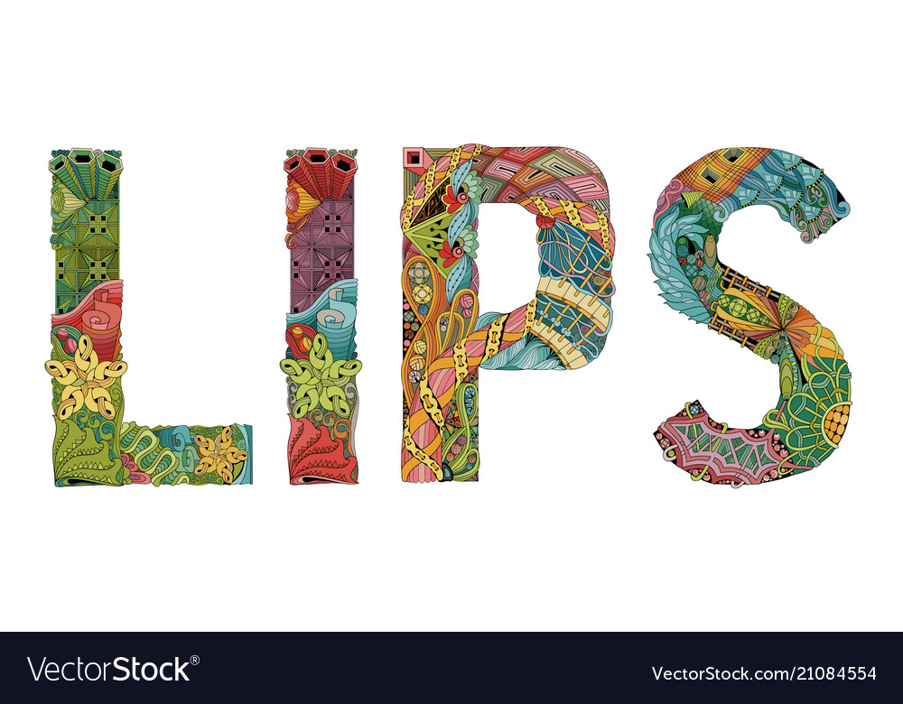 word-lips-decorative-entangle-object-royalty-free-vector
