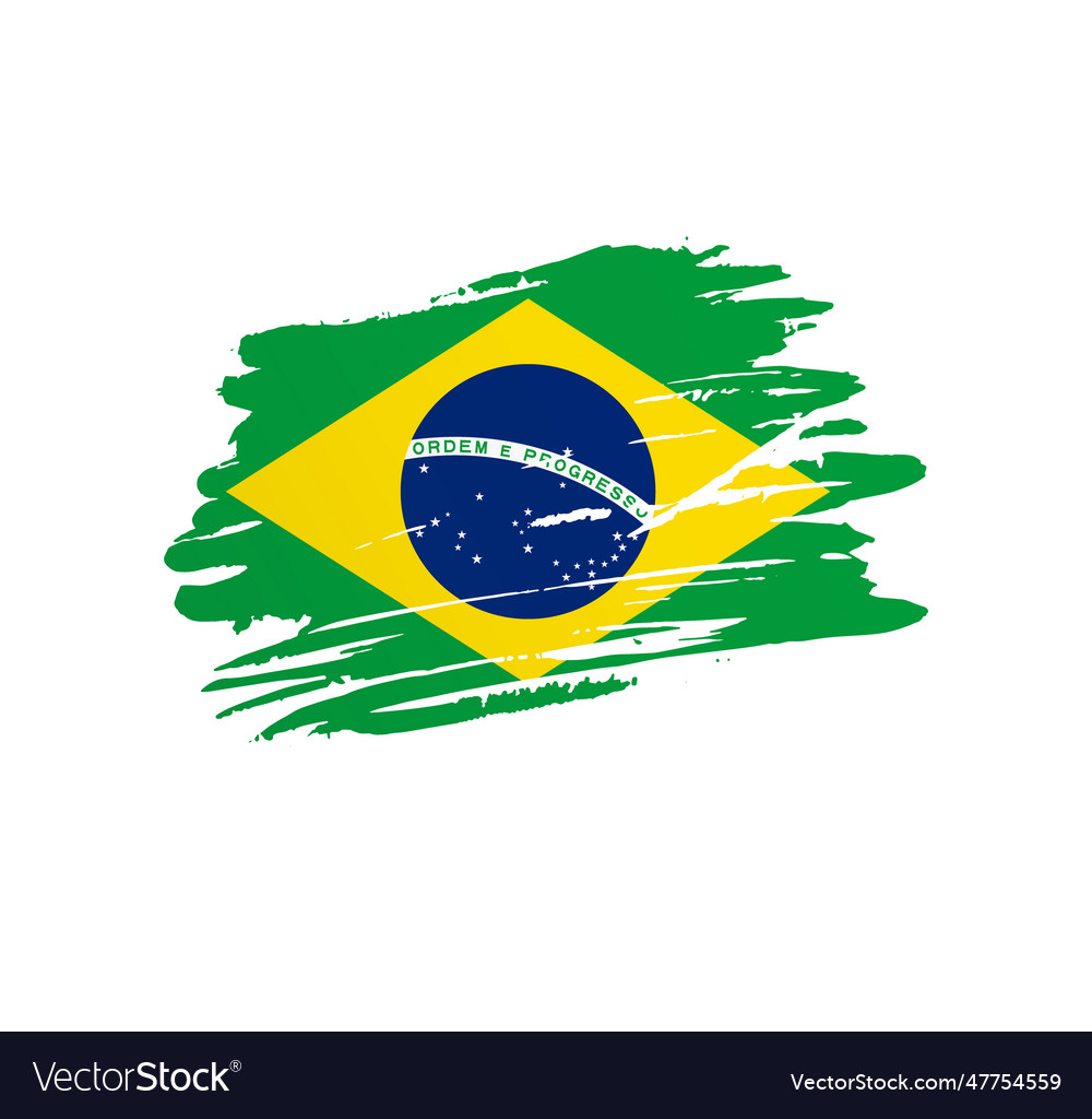 Brush stroke texture flag of brazil Royalty Free Vector