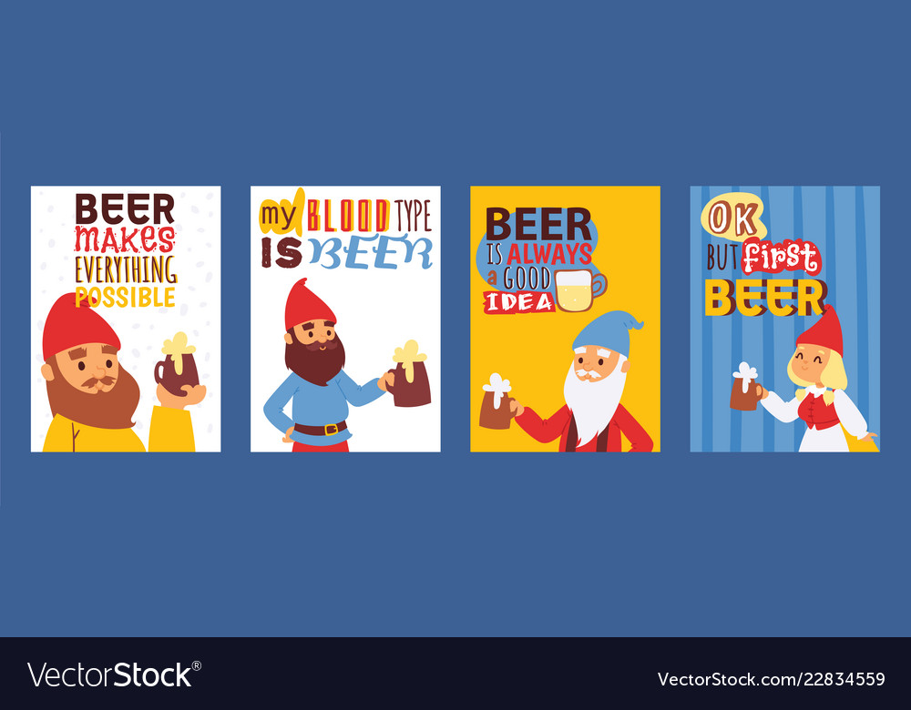 Garden gnome drink beer beard dwarf characters