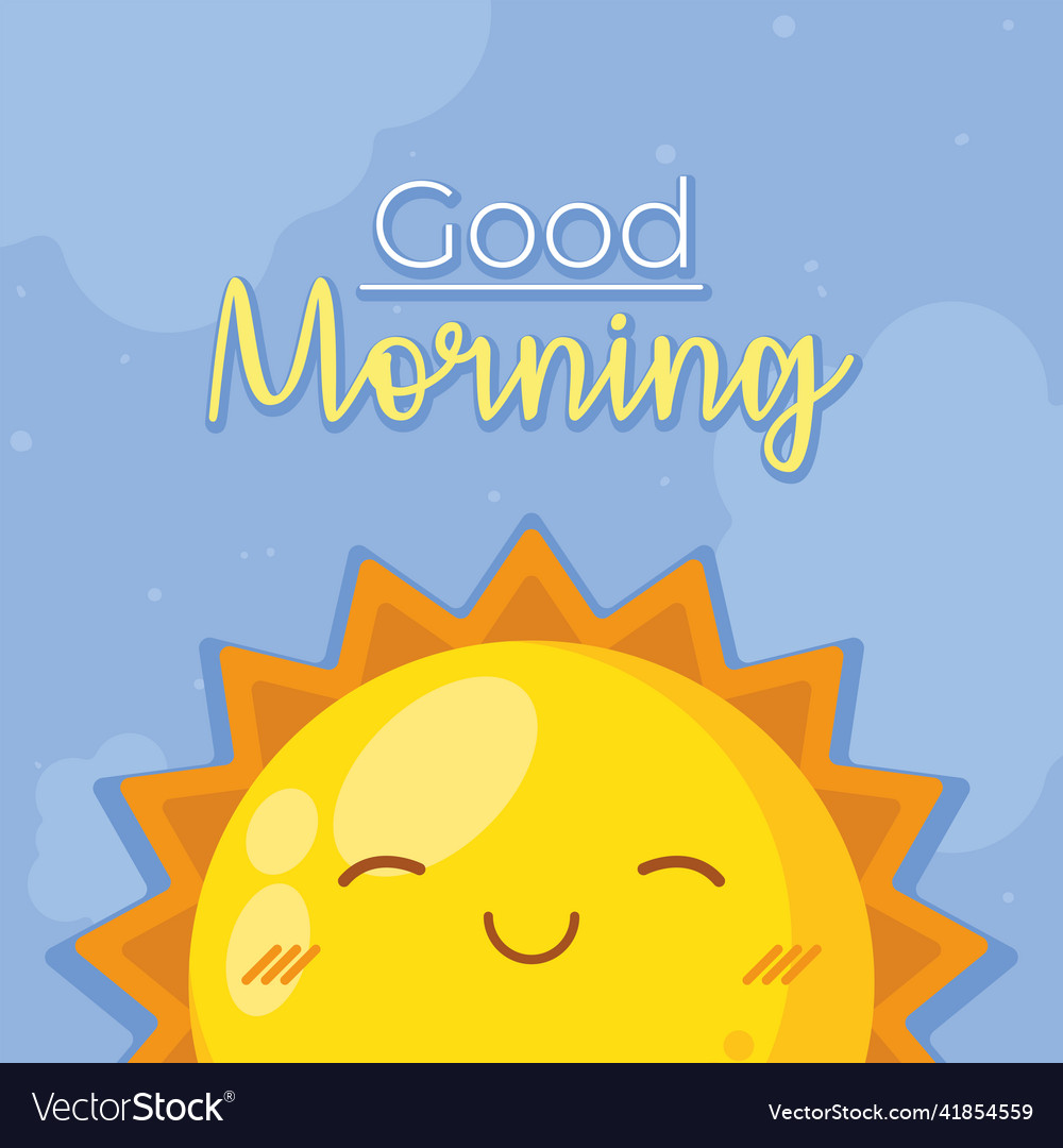 Good morning lettering and sun Royalty Free Vector Image