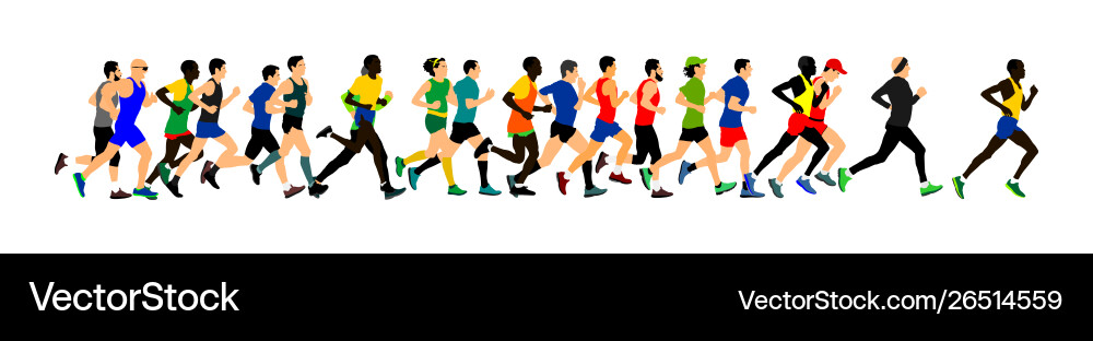 Group marathon racers running jogging people Vector Image