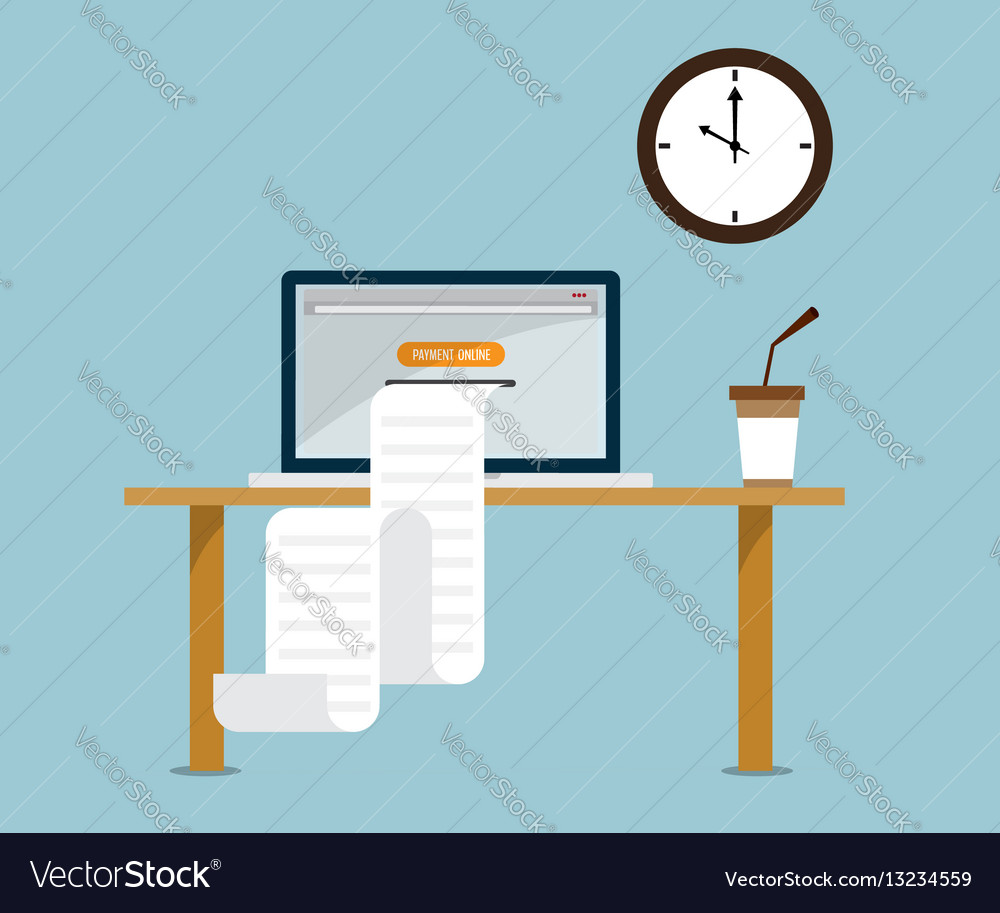 print payment online bill from laptop royalty free vector