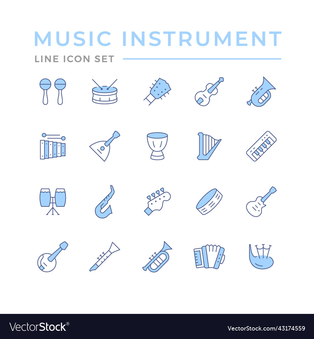 Set color line icons of music instruments Vector Image