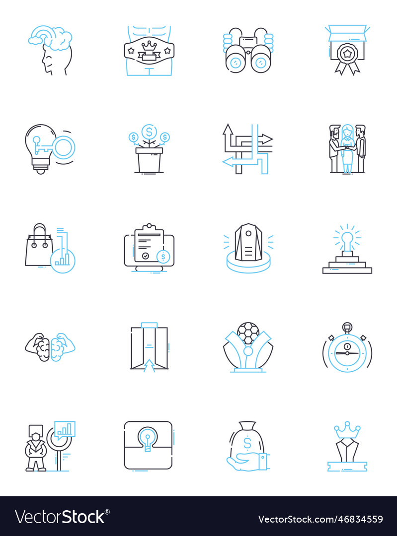 Strategy formulation linear icons set analysis vector image Strategy formulation linear icons set analysis