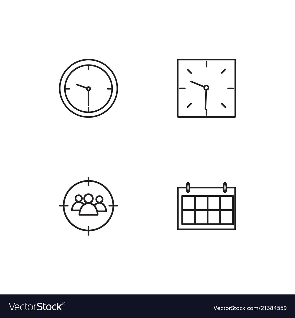 Time linear icons set simple outline