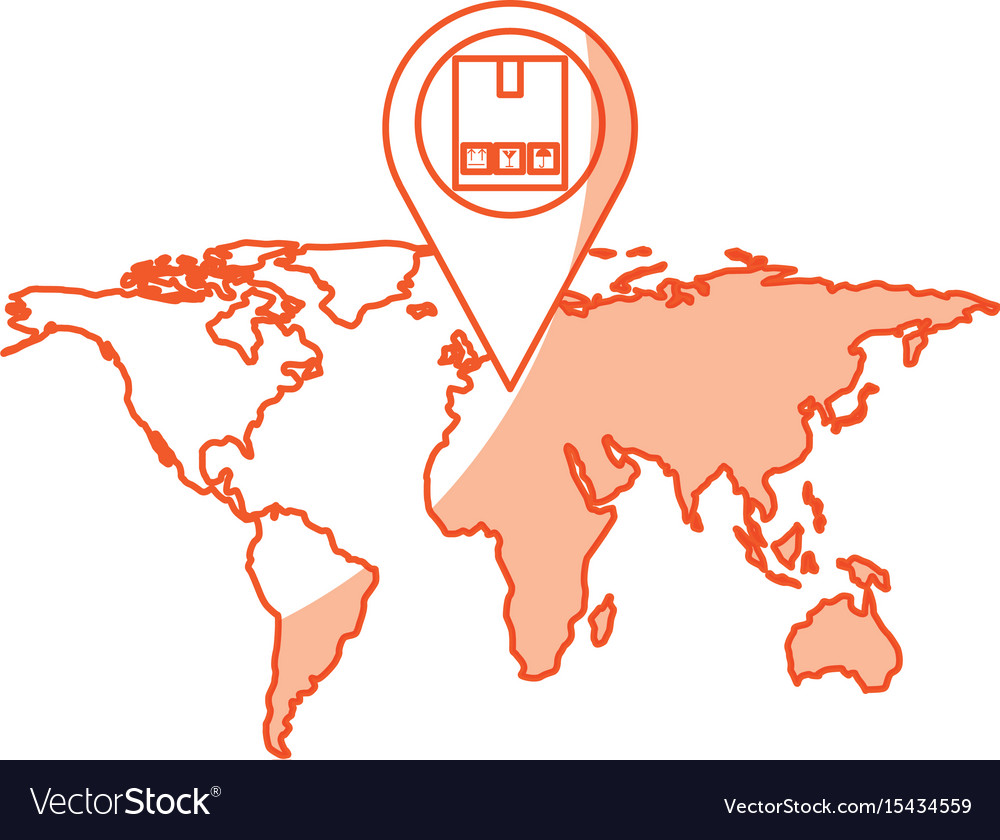 Weltkarte mit Pin Position Box