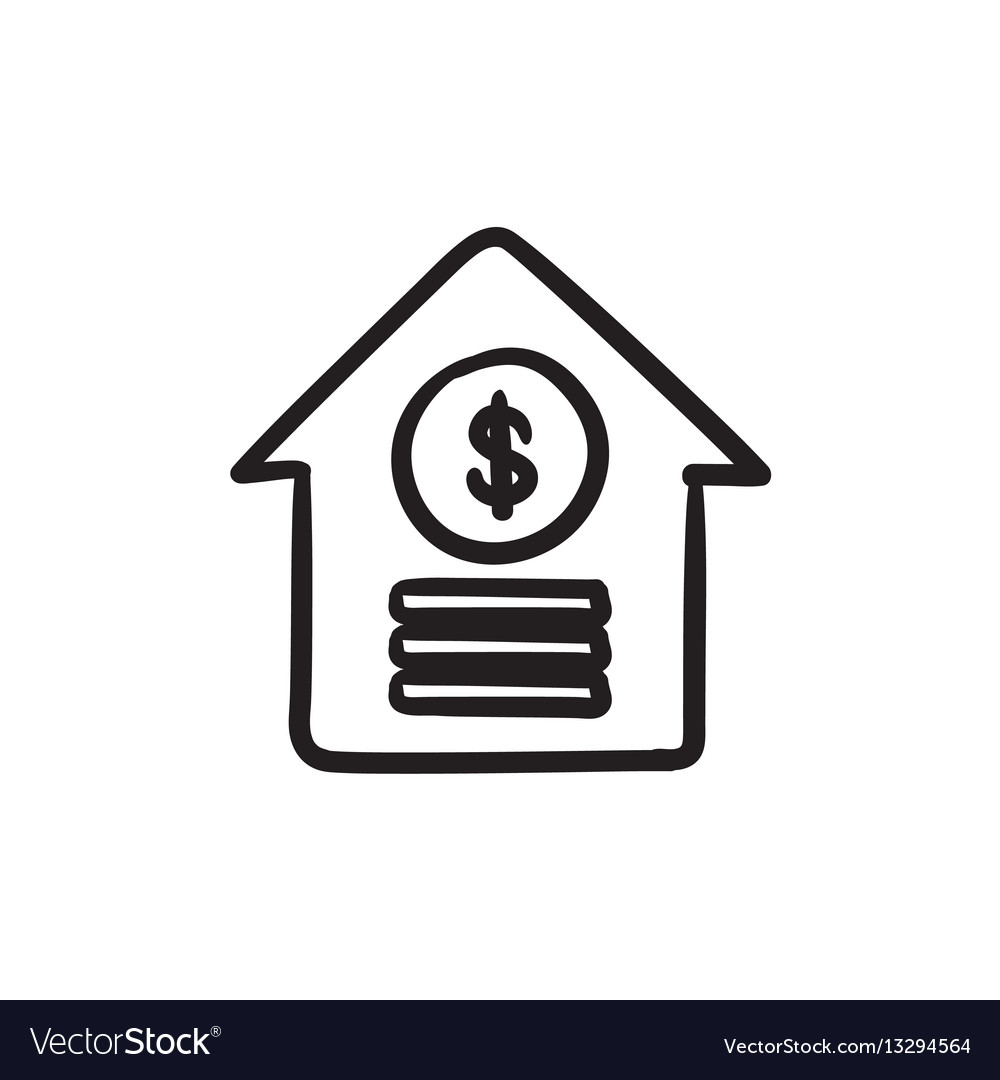 House with dollar symbol sketch icon Royalty Free Vector