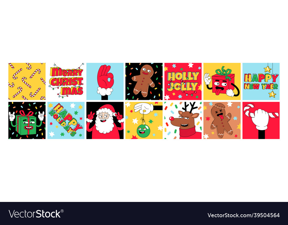 Merry christmas and happy new year funny cartoon Vector Image