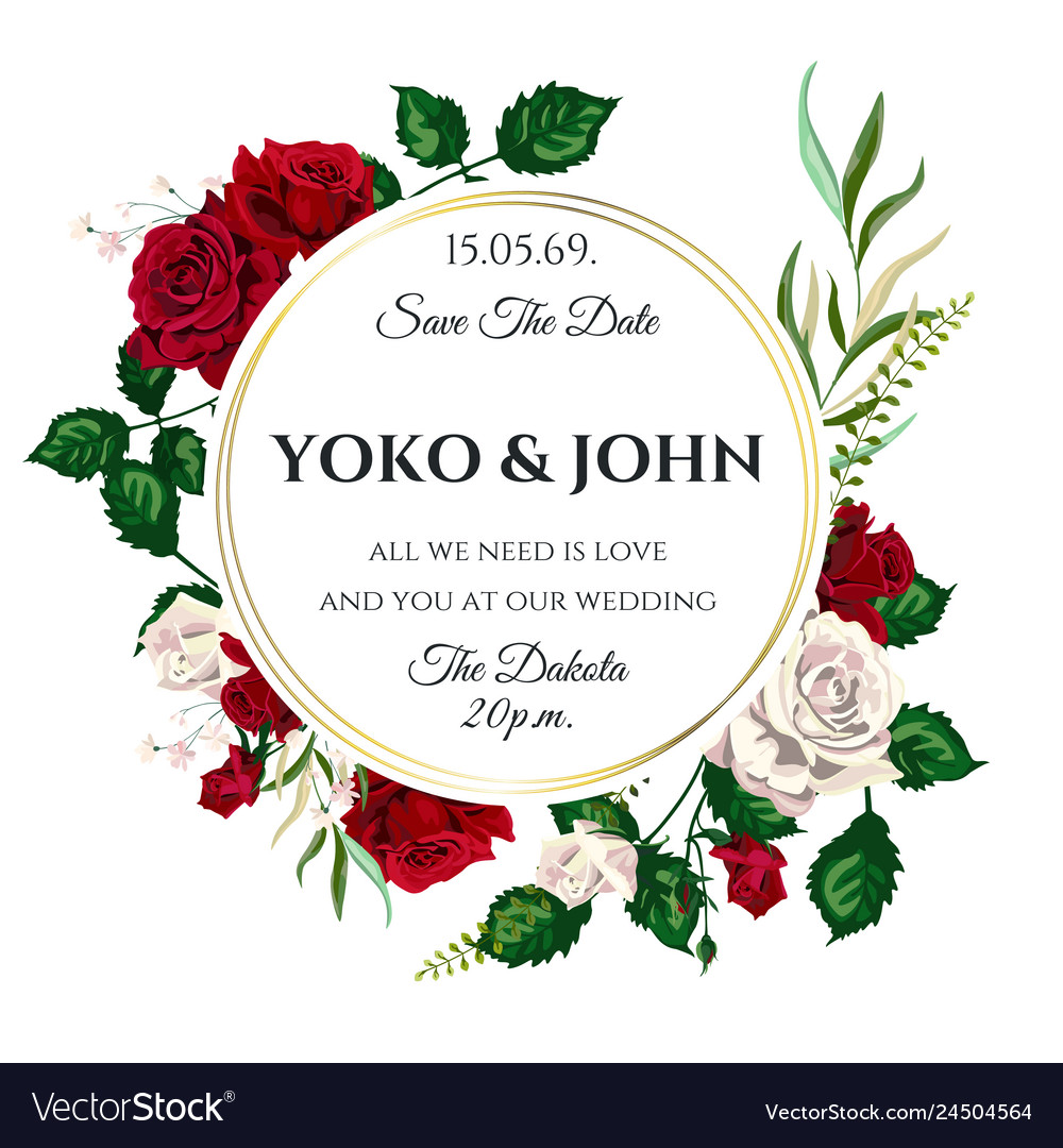 Roses wedding invitation card for design 01 Vector Image