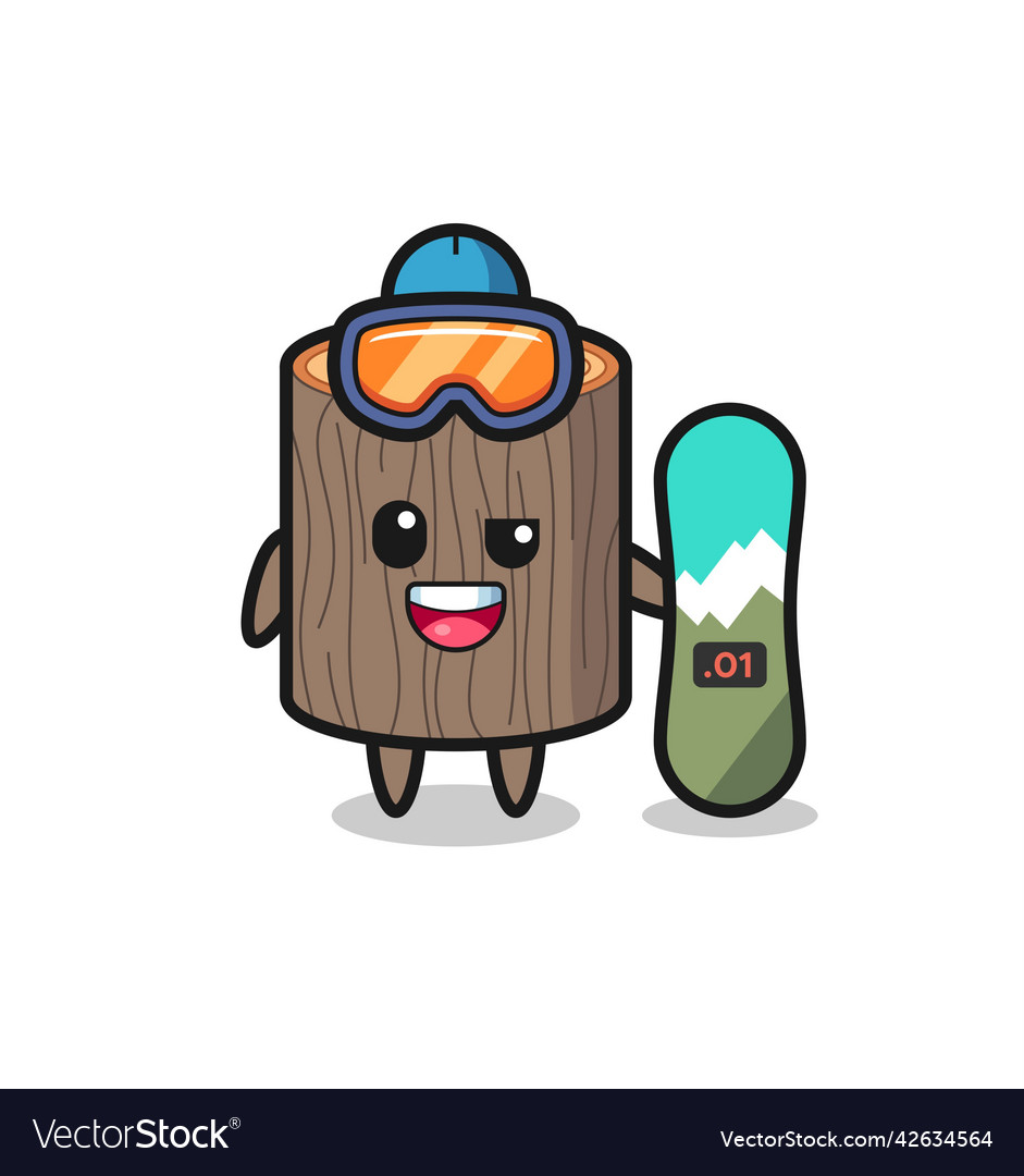 Tree stump character with snowboarding style