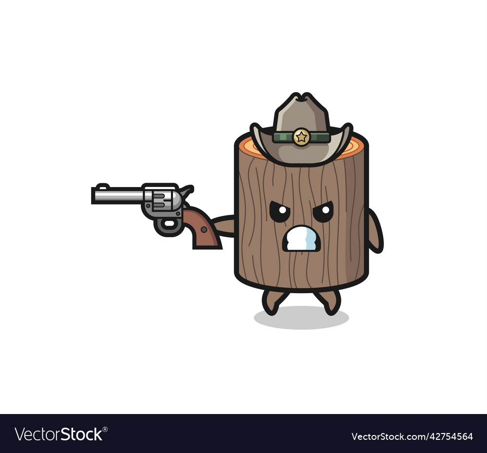 Tree stump cowboy shooting with a gun Royalty Free Vector