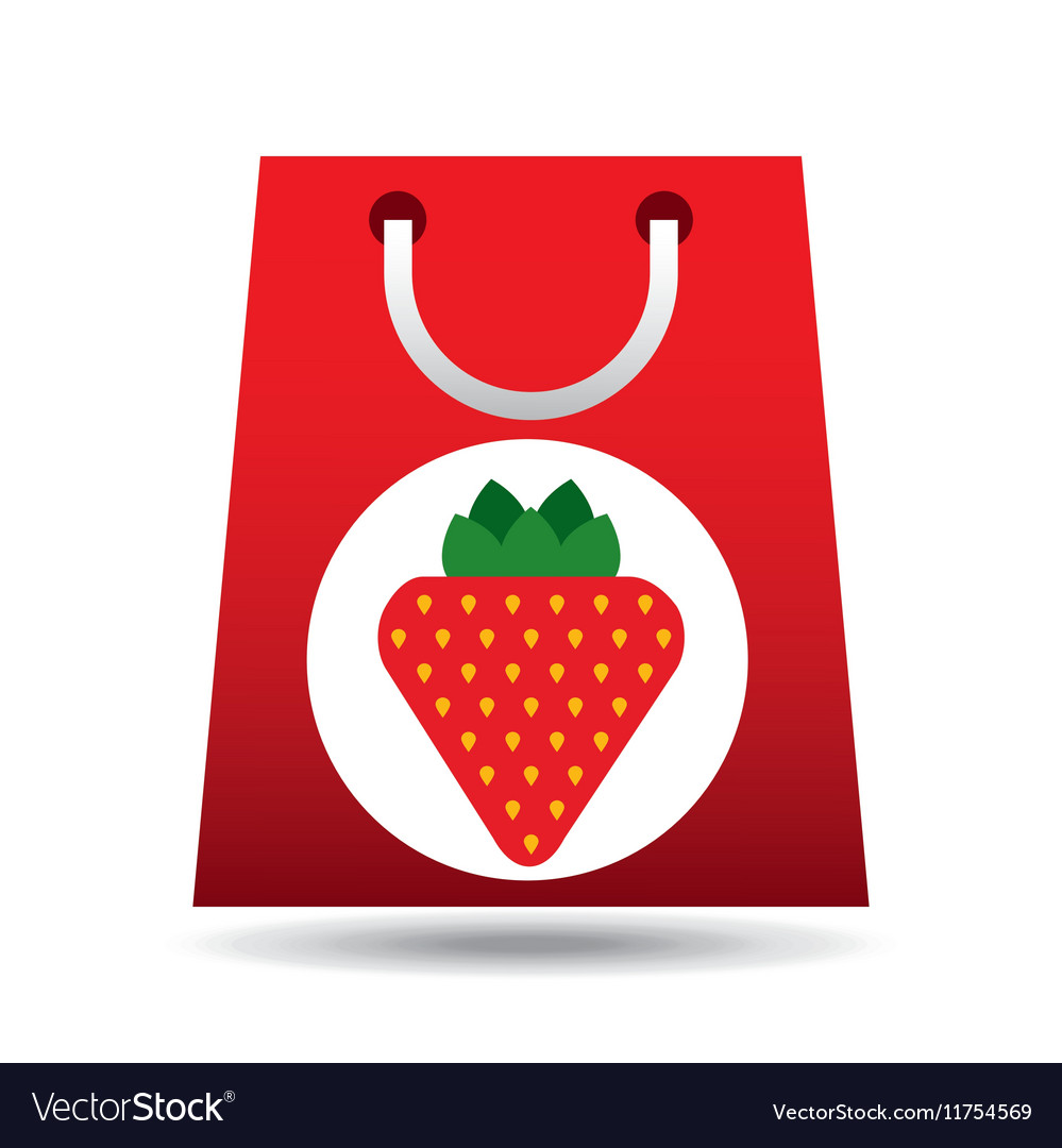 Grocery shopping bag strawberry fruit design