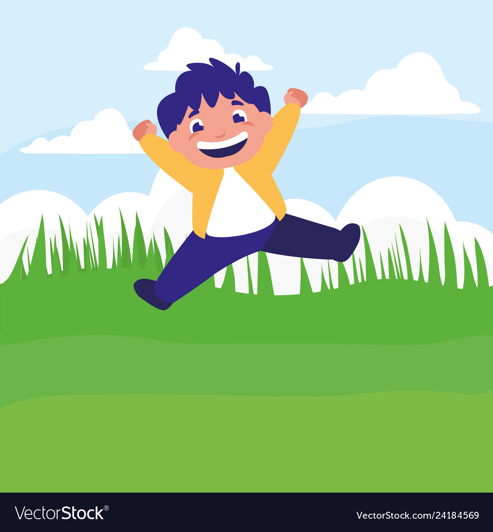 Happy fat boy celebrating in the camp Royalty Free Vector