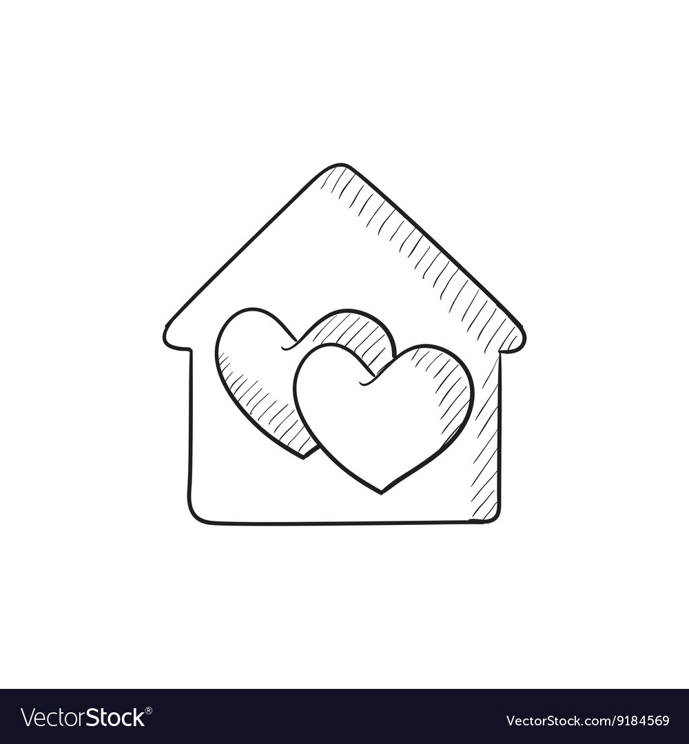 House With Hearts Sketch Icon Royalty Free Vector Image