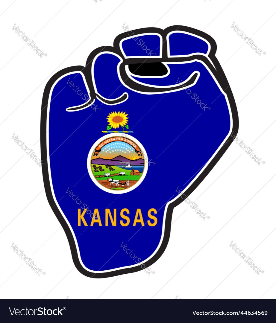 Kansas state flag power fist Royalty Free Vector Image