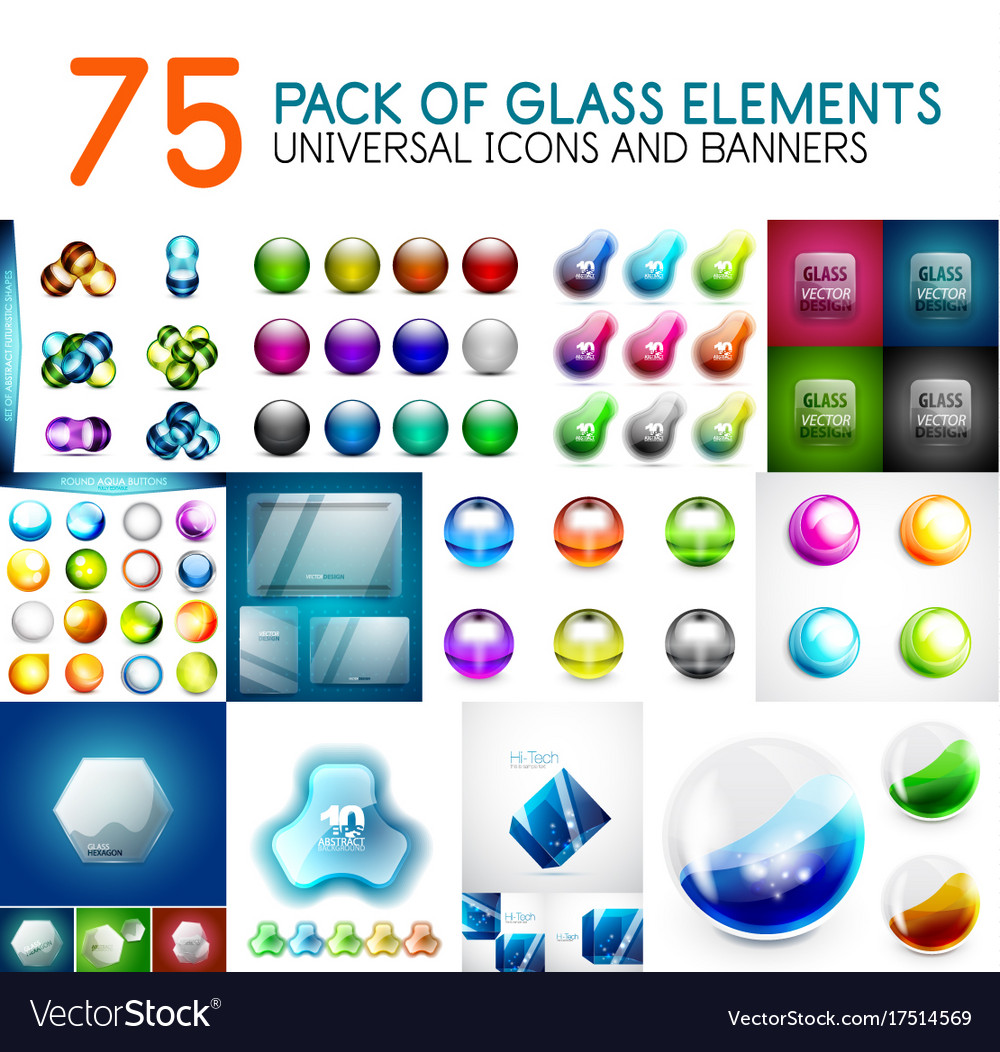 Mega-Pack aus Glas glänzende Design-Elemente