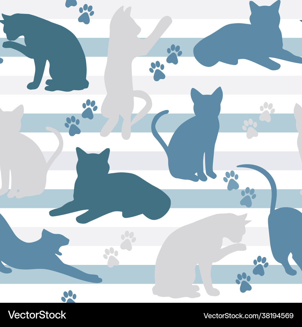 Seamless pattern with different cats Royalty Free Vector