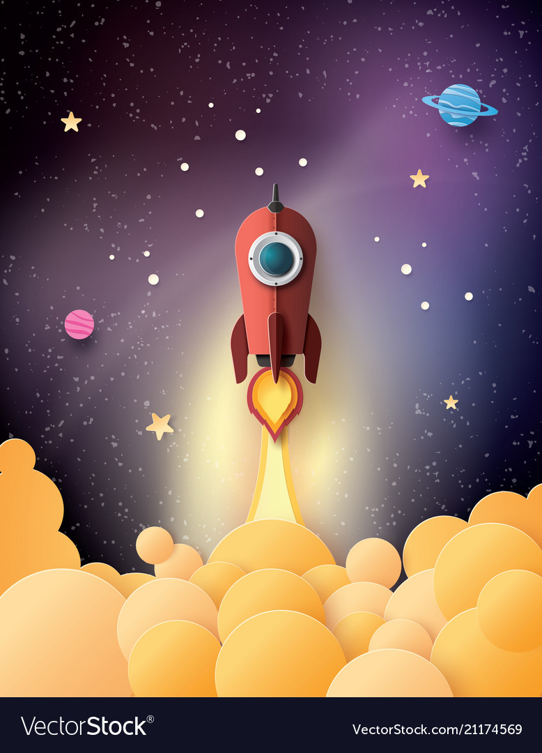 Space rocket launch and galaxy Royalty Free Vector Image